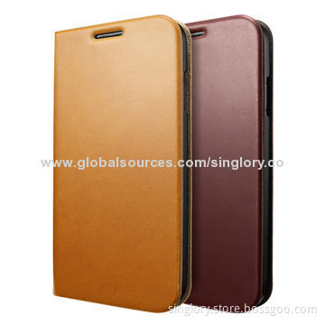 Ultra-slim Folio Leather Mobile Cases for Samsung Galaxy S5/V with Card Slot and Standing Function